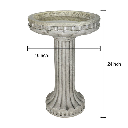 Dimensions Diagram 24 H x 16 Dia Inch Fiber Concrete Bird Bath
