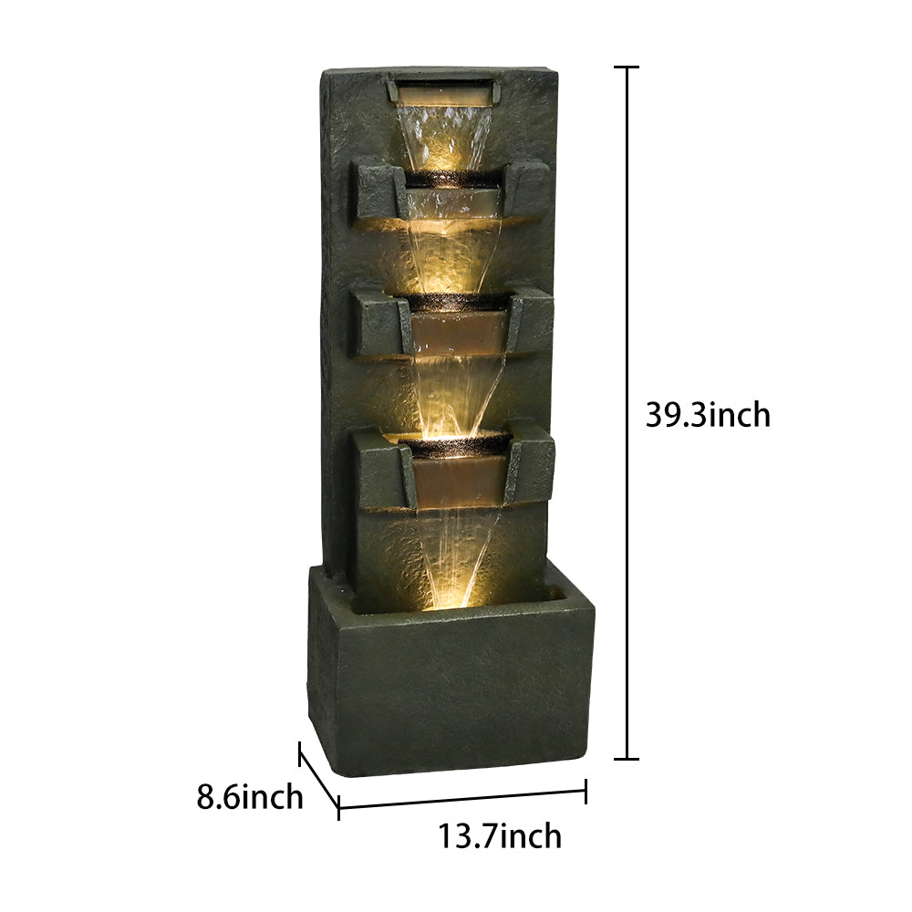 Dimensions Diagram 39.3 H x 13.7 D Inch Fiber Concrete Modern Fountain