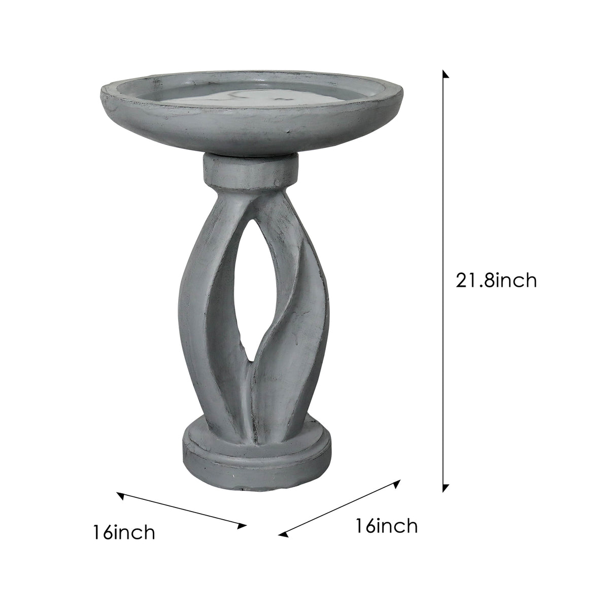 Concrete Bird Bath Contemporary Twin Cutout 22 Inch product view