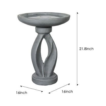 Dimensions of the 16"x21.8" contemporary concrete bird bath featuring a sturdy 13.5kg weight.