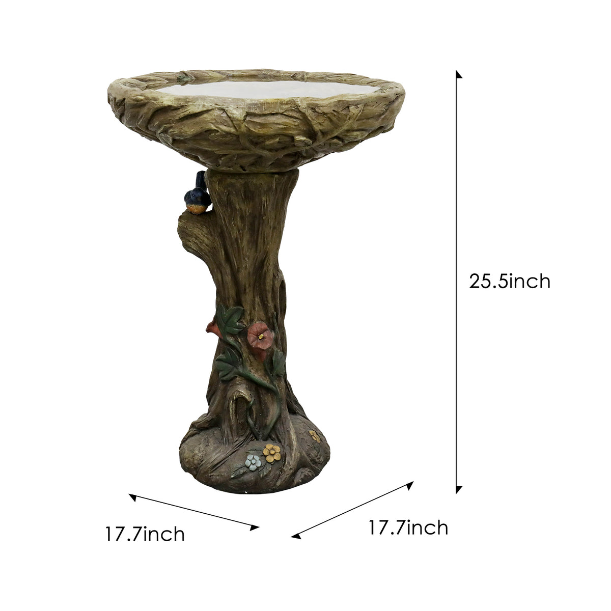 Concrete Bird Bath Rustic Trunk with Vines 24 Inch product view