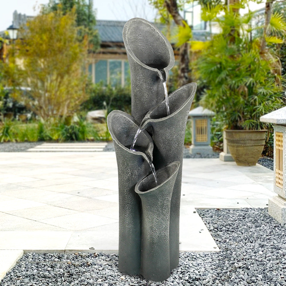 Concrete Trumpet Flower Outdoor Fountain 33 Inch product view