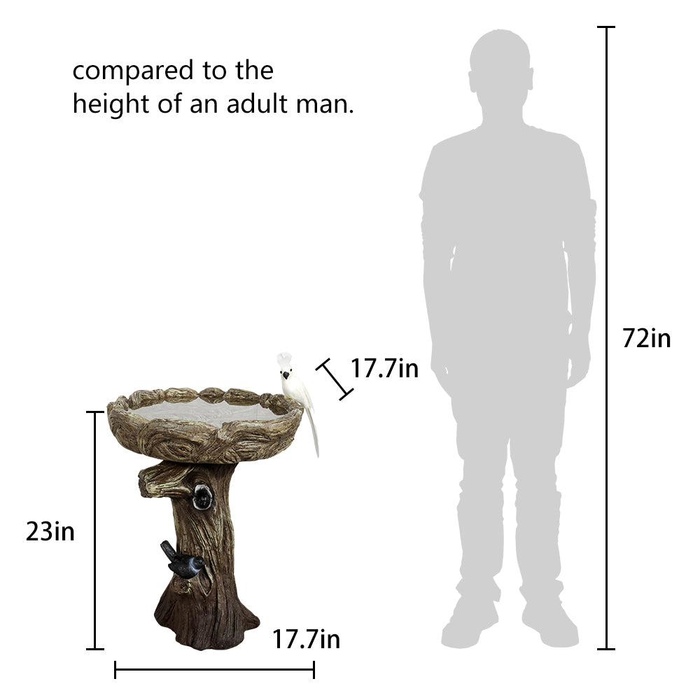 Height comparison of the 23.8" tall concrete bird bath