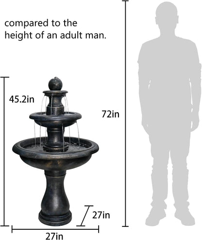 Height comparison of the 45.2" tall antique black fountain
