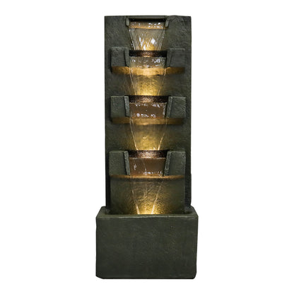 Modern Zen Style 5-Tier Outdoor Fountain Side Profile