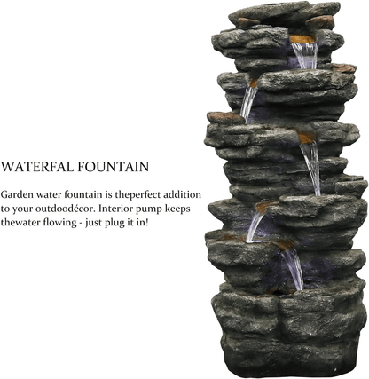 Professional studio shot of the 6-tier rock fountain isolated on a white background