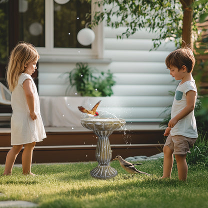 Rustic Distressed Finish on Fiber Concrete Garden Bird Bath