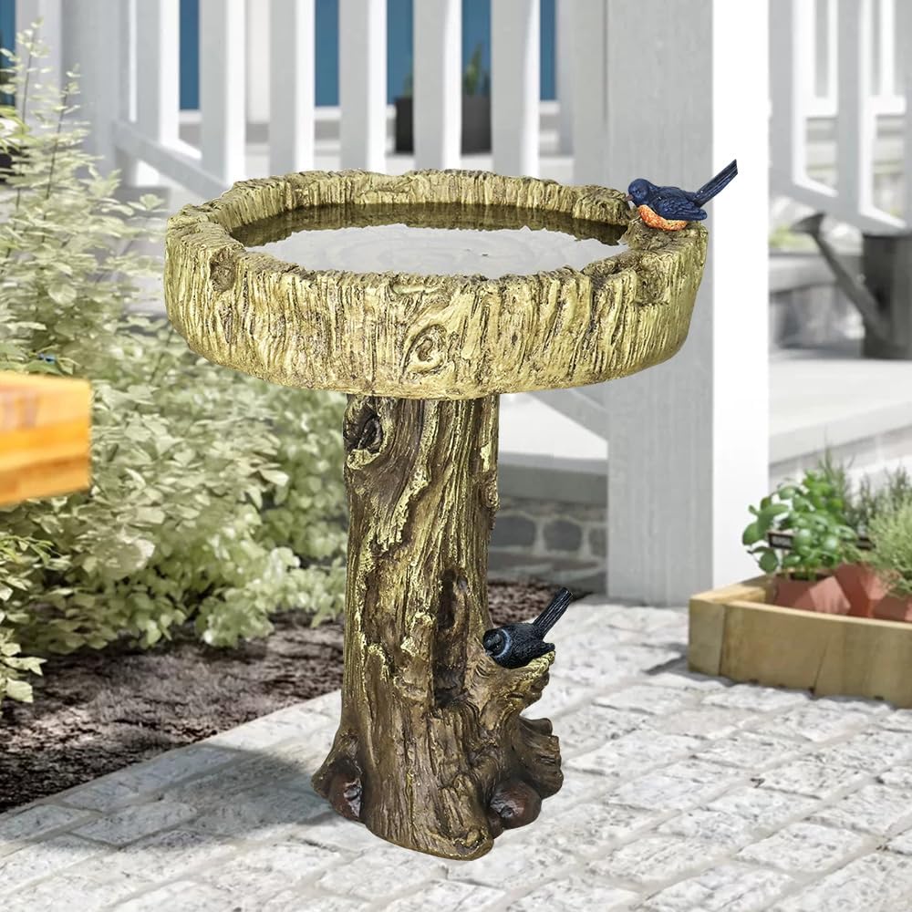 Rustic Tree Trunk Decor on Patio or Deck