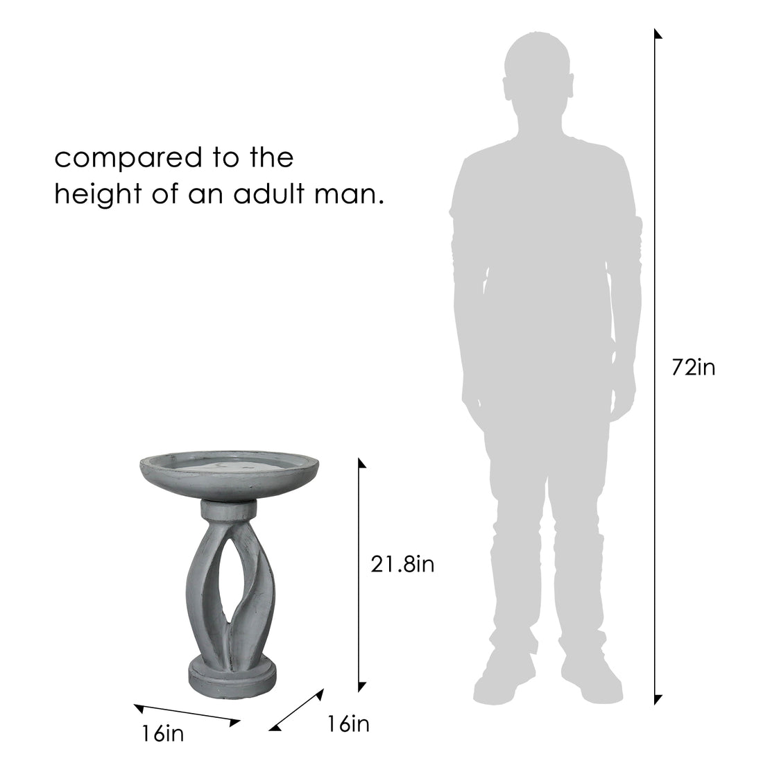 Concrete Bird Bath Contemporary Twin Cutout 22 Inch dimensions and size