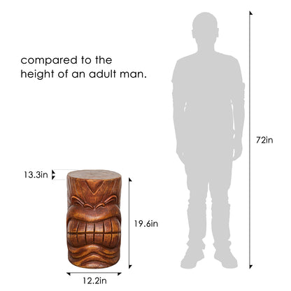 Size Comparison of 19.6 Inch Tiki Side Table Relative to Adult Height