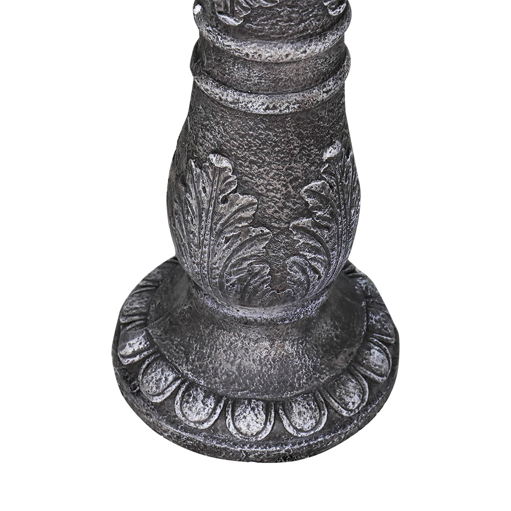Sturdy reinforced concrete base of the 24.4"H pedestal birdbath