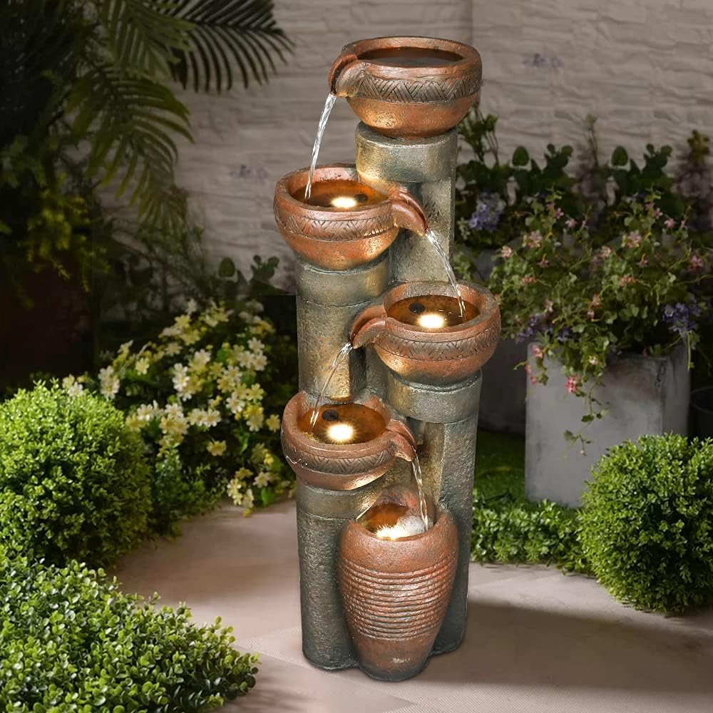 Resin Copper Bowl Cascading Column Fountain 39 Inch product view
