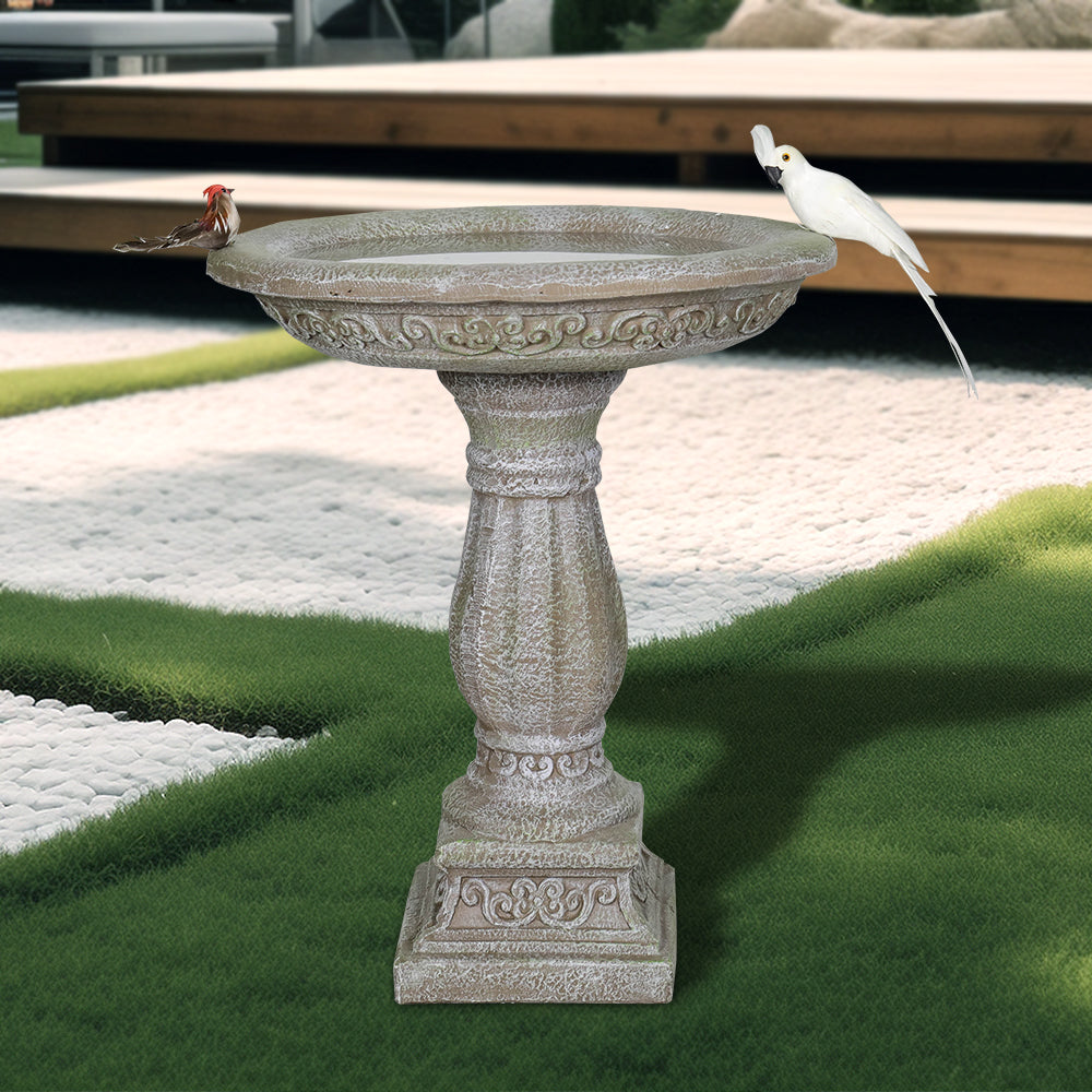 Weather Resistant Concrete Bird Bath on Patio for Wildlife