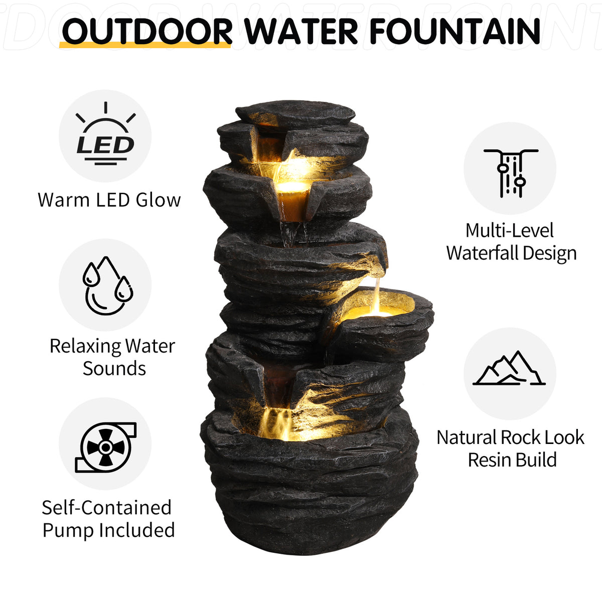 Resin Stacked Rock Fountain Outdoor material texture detail