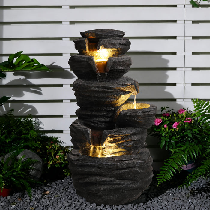 Resin Stacked Rock Fountain Outdoor