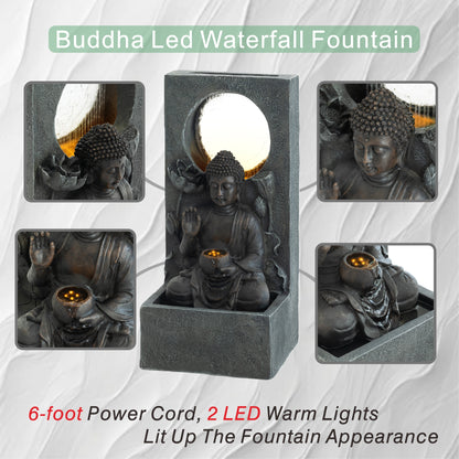 Resin Buddha Wall Panel Outdoor Fountain 28 Inch full view