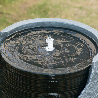 Resin Cut Away Urn Outdoor Water Fountain 18 Inch on patio