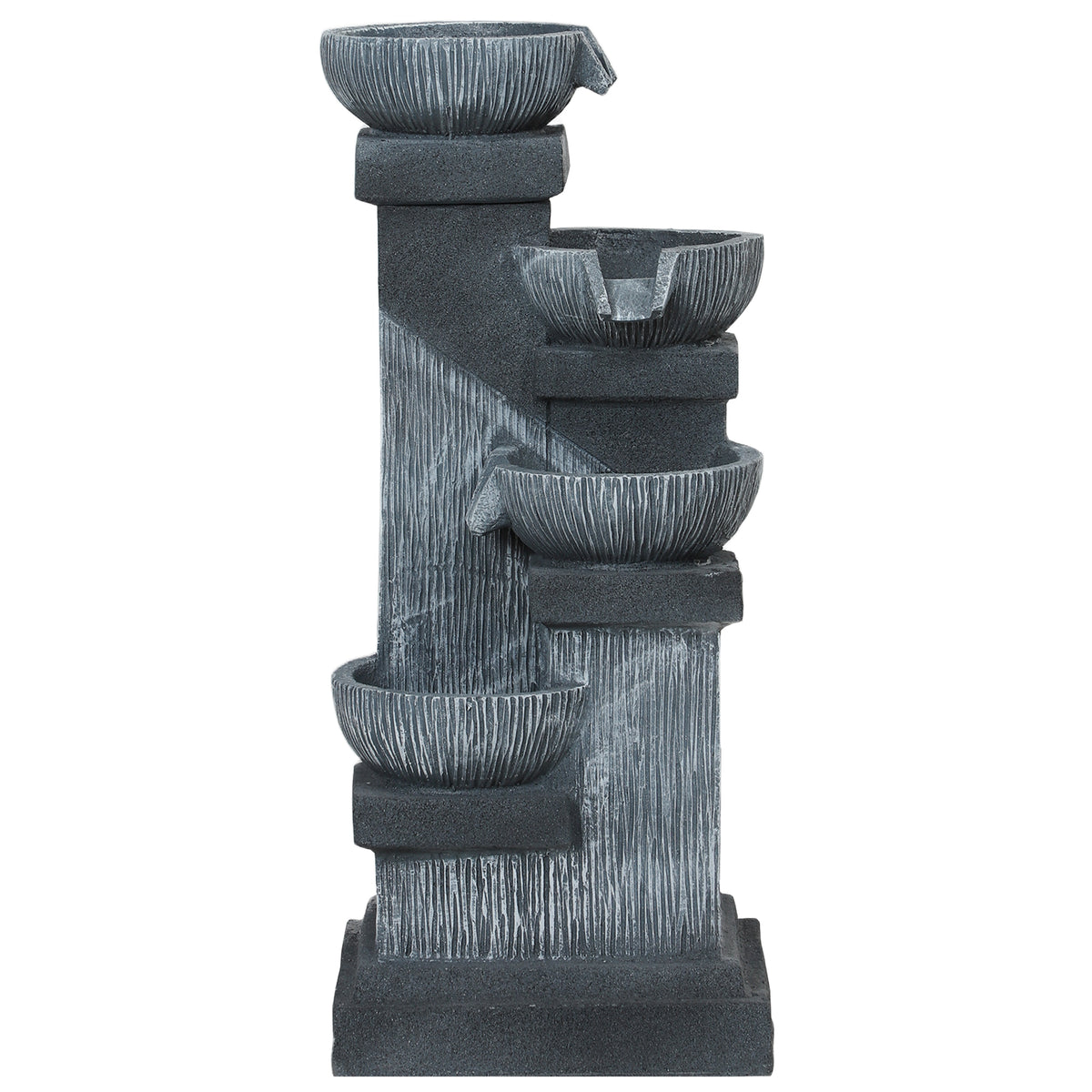 Resin Tiered Outdoor Fountain 4 Bowl Two Tone in garden setting
