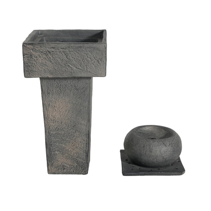 concrete orb column fountain components with sphere and column separated