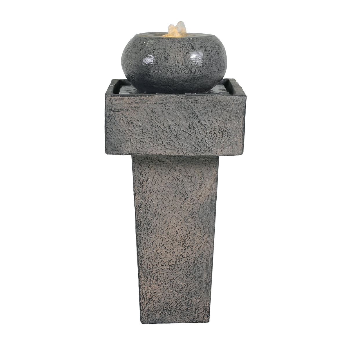 Concrete Orb Column Outdoor Water Fountain with LED product view
