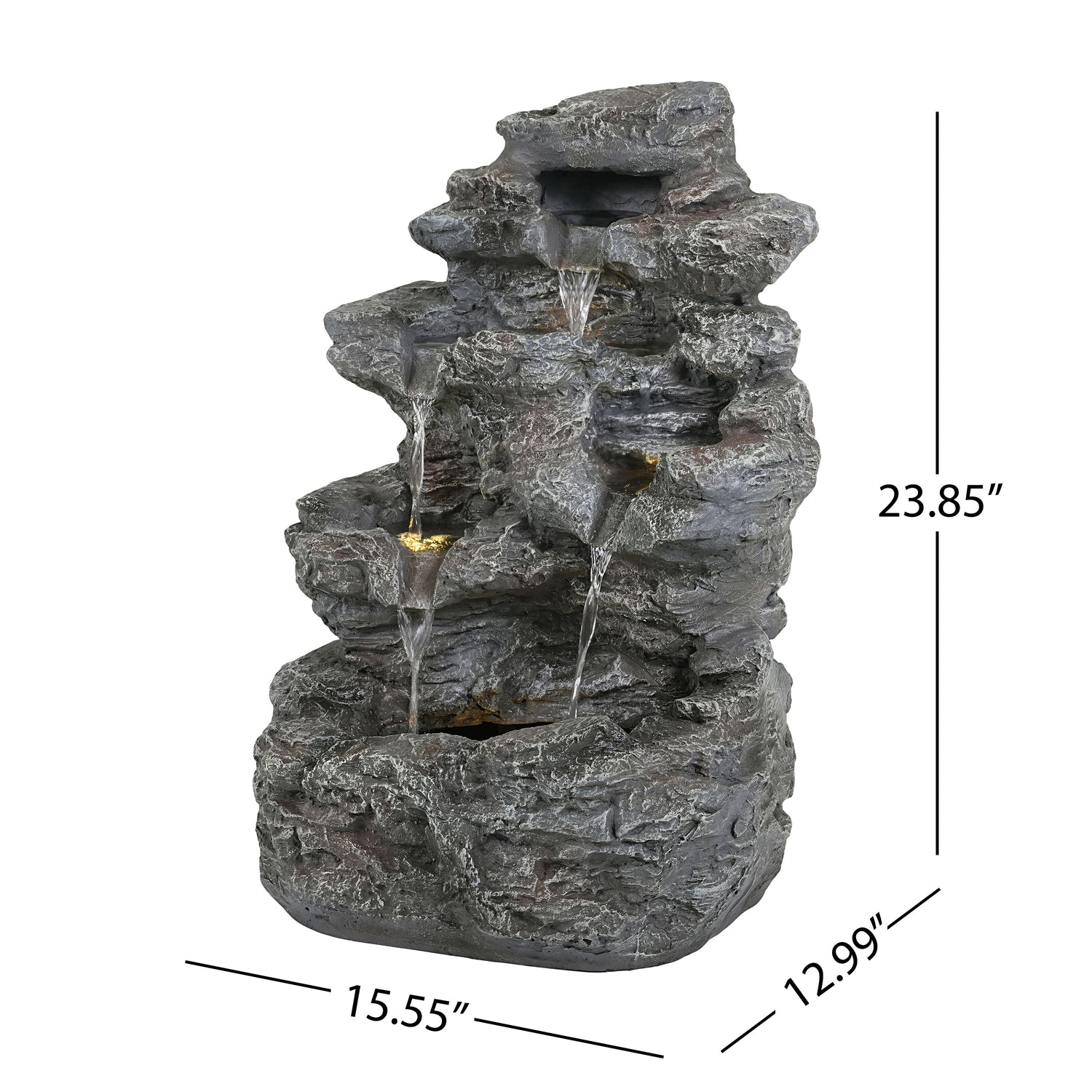 23.75 inch concrete rock ledge fountain size dimensions