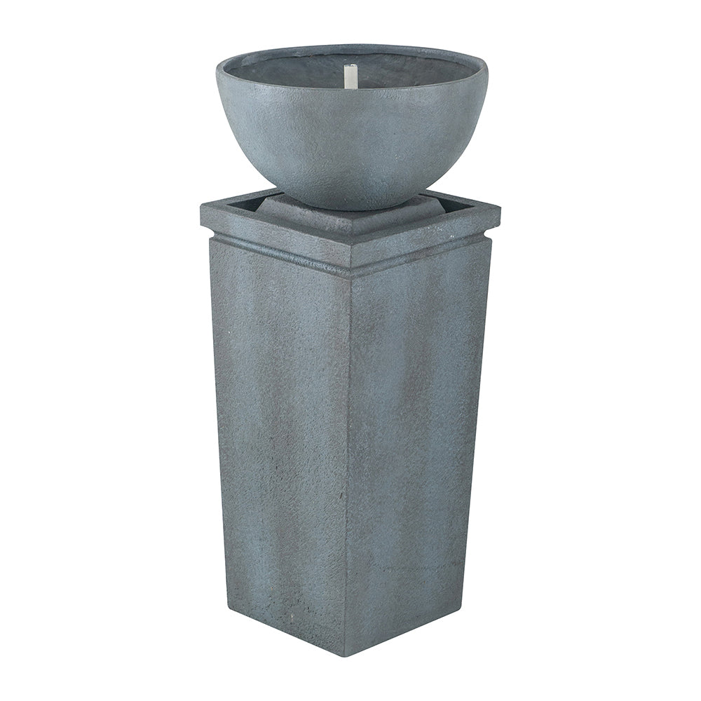 Resin Zen Bowl Pedestal Outdoor Fountain 35 Inch in garden setting