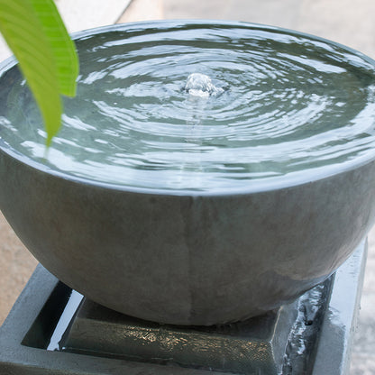 Resin Zen Bowl Pedestal Outdoor Fountain 44 Inch dimensions and size