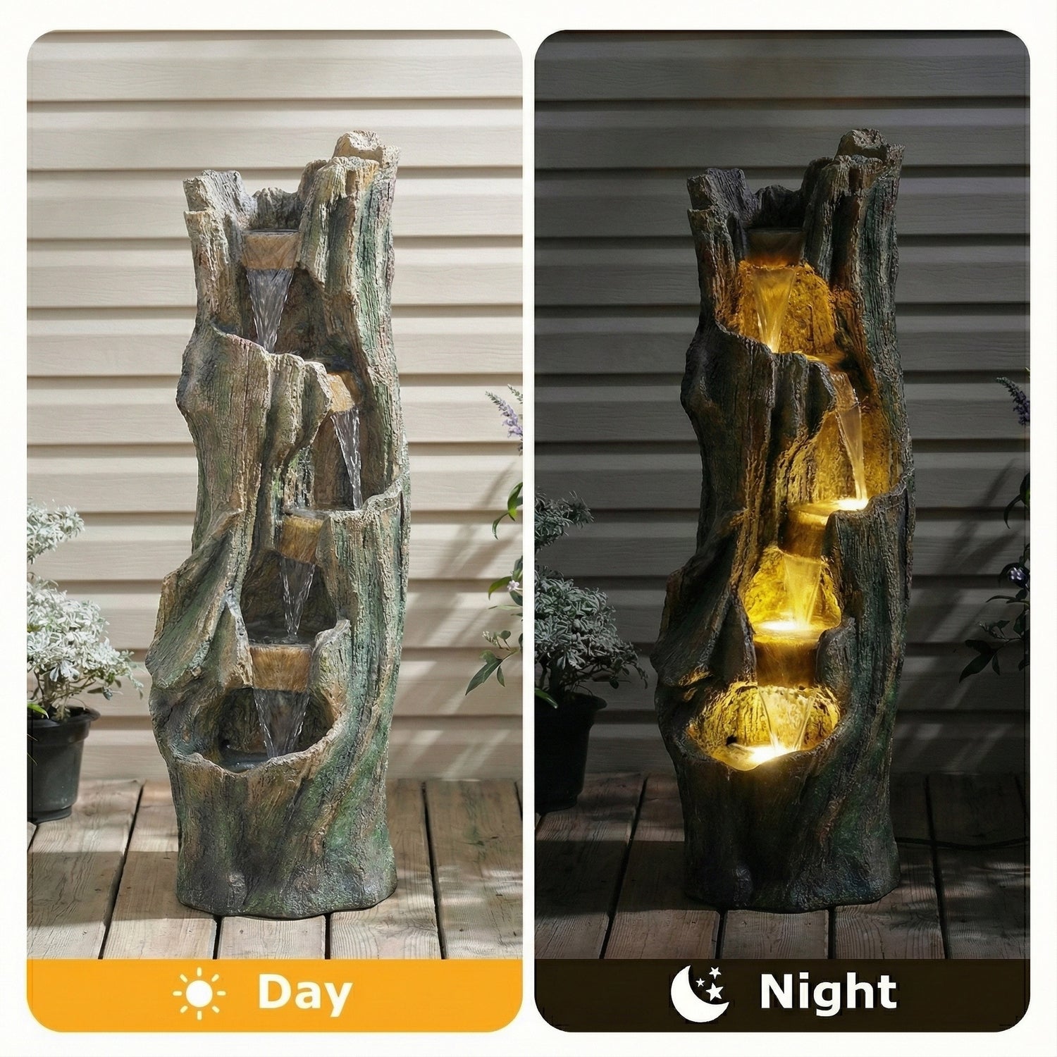 Resin Tree Trunk Outdoor Fountain 39 Inch material texture detail