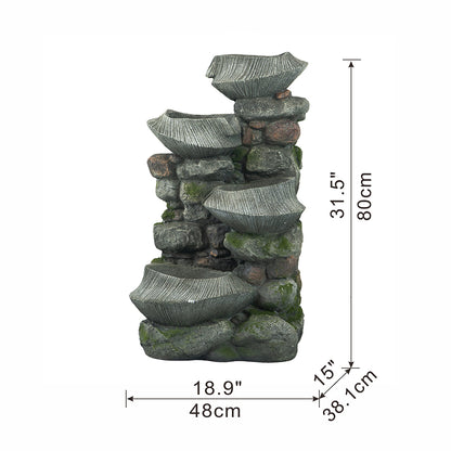 31.5 inch four tier fluted basin rock fountain dimensions