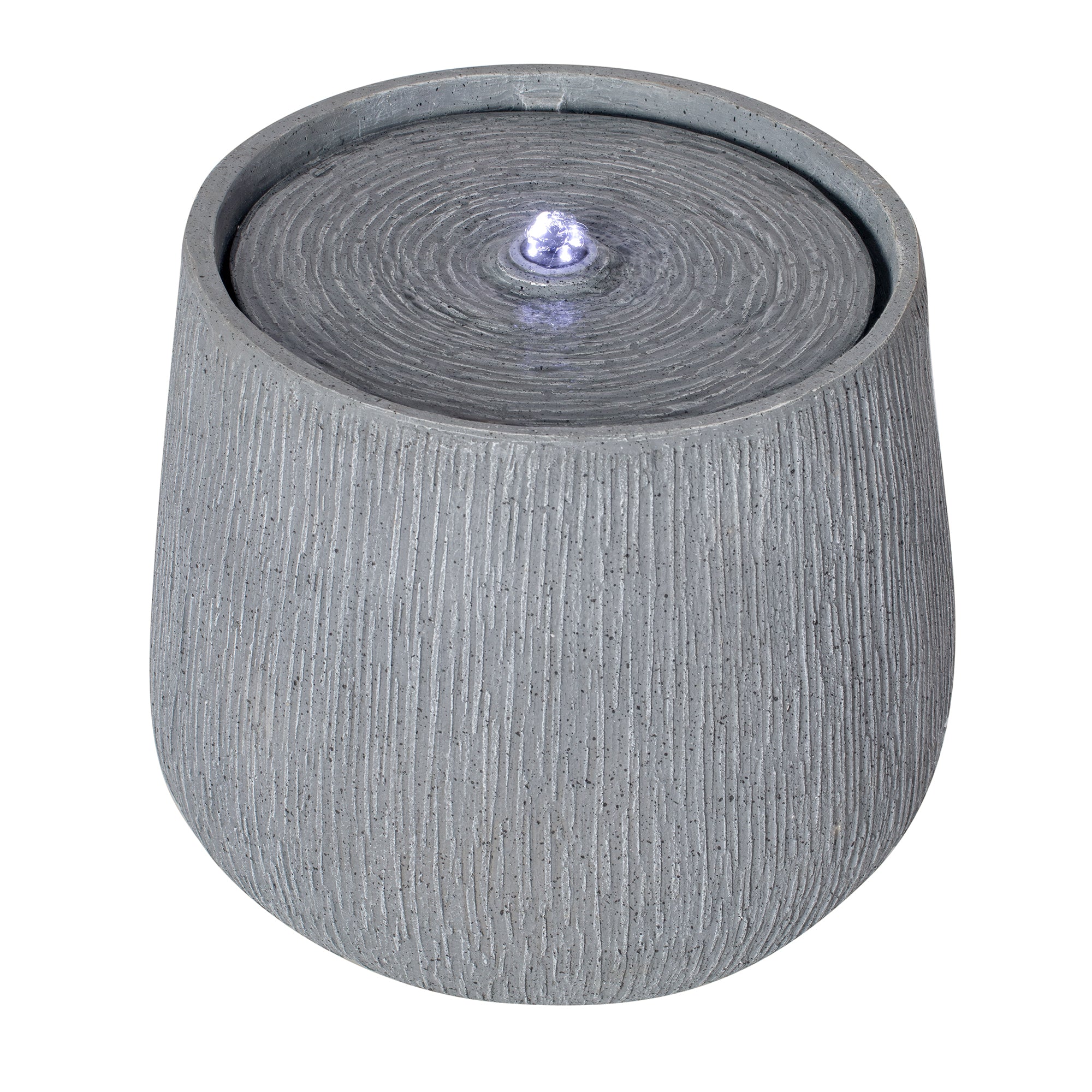 rippled gray polyresin basin fountain side view