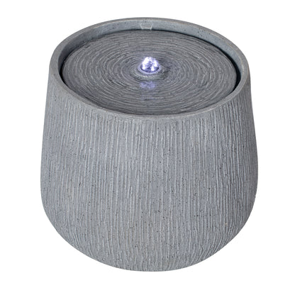 rippled gray polyresin basin fountain side view