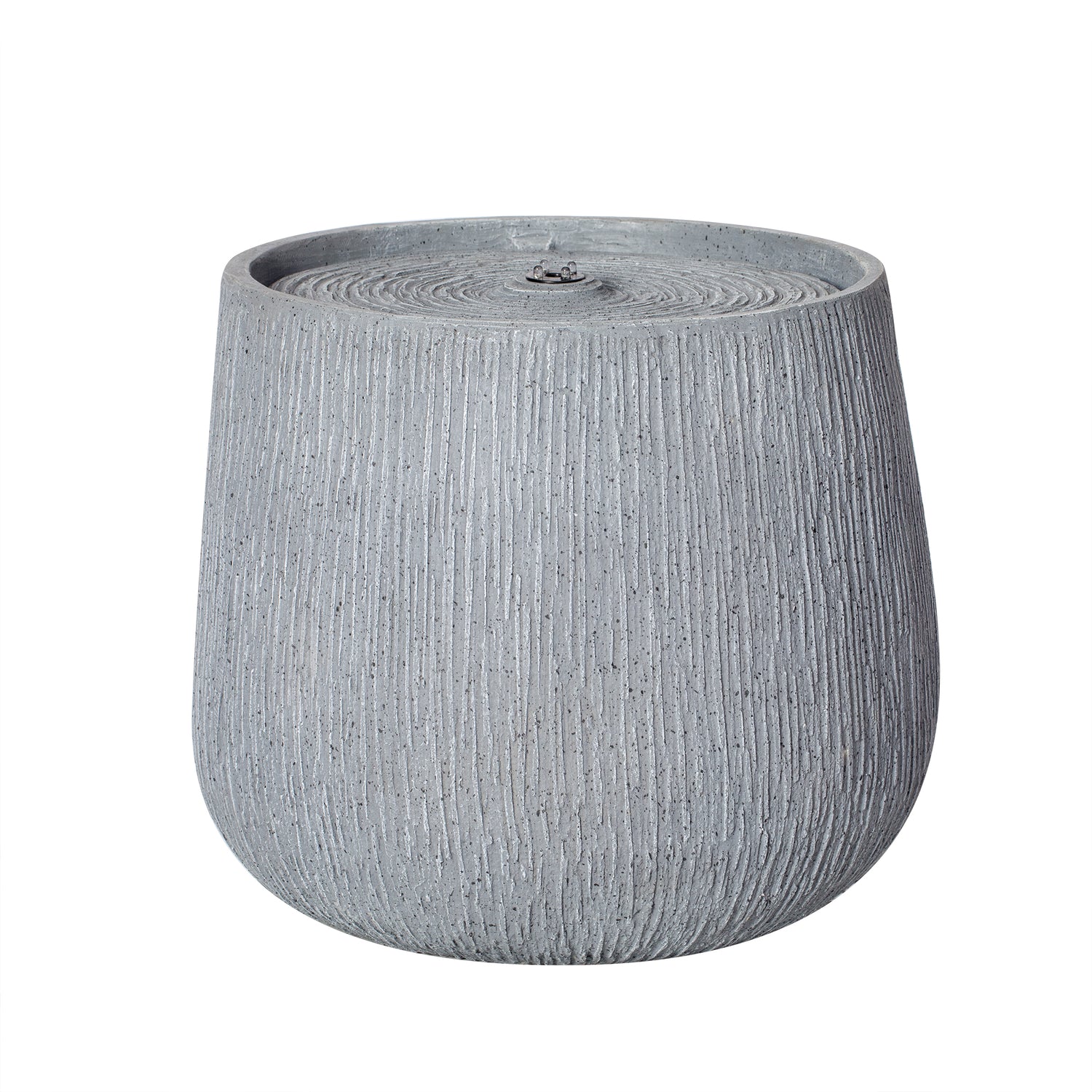 gray ribbed basin fountain side angle view