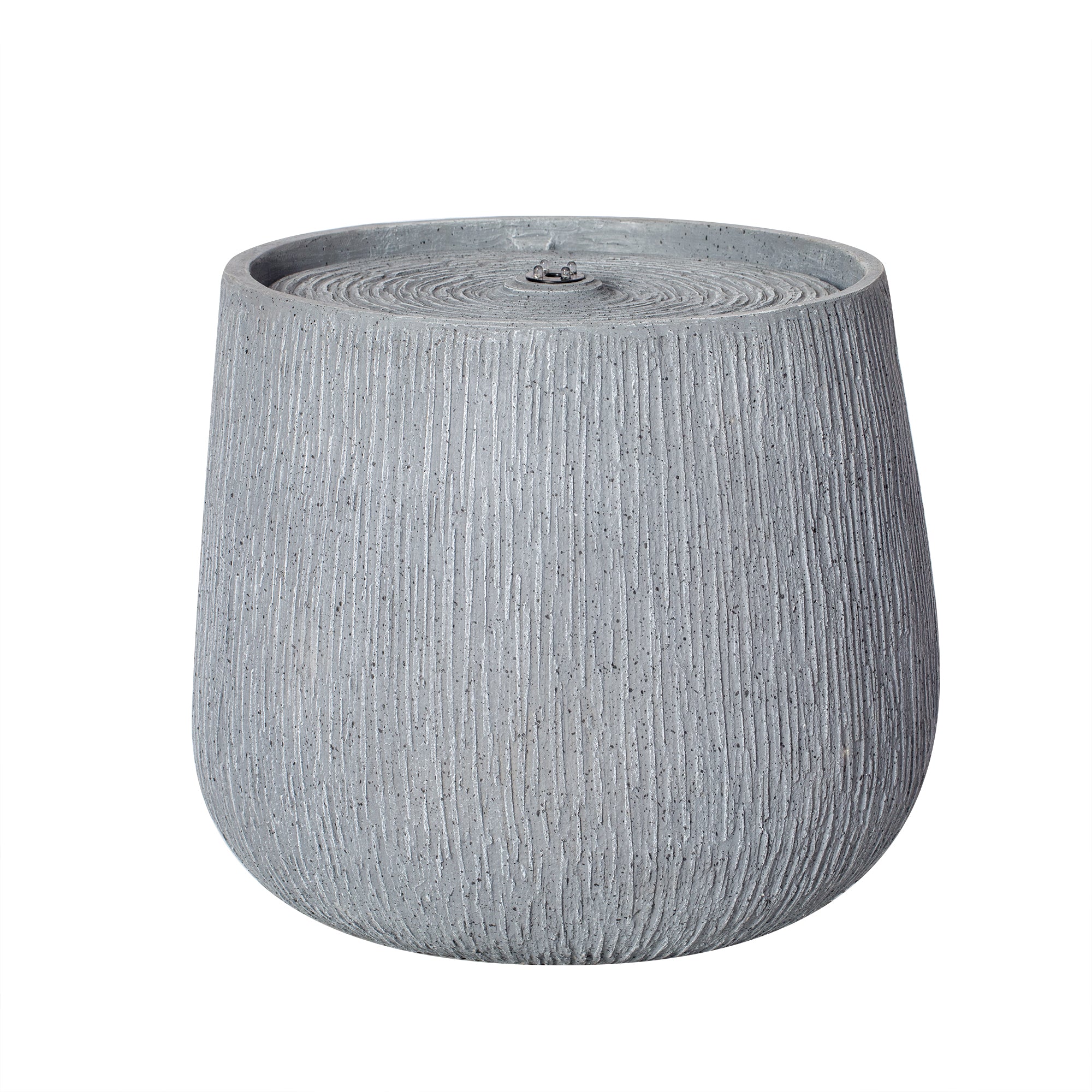 gray ribbed basin fountain side angle view
