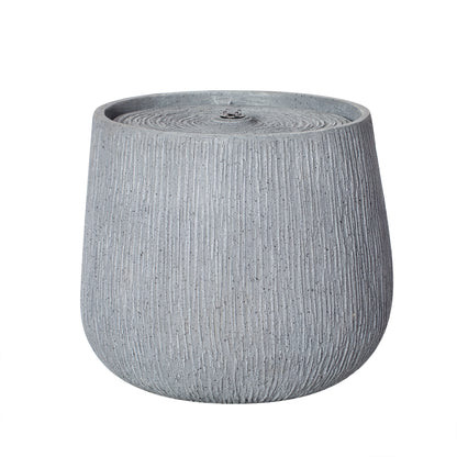 gray ribbed basin fountain side angle view