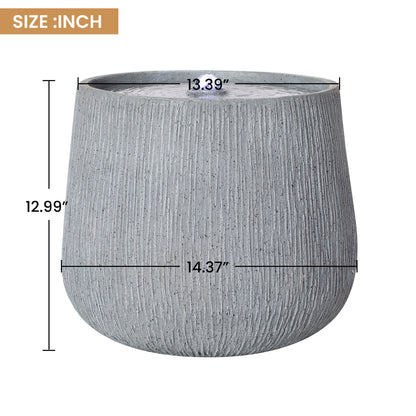 14.37 by 12.99 inch rippled basin bubbler fountain dimensions