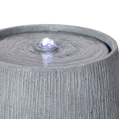 top down view of gray basin fountain with center bubbler