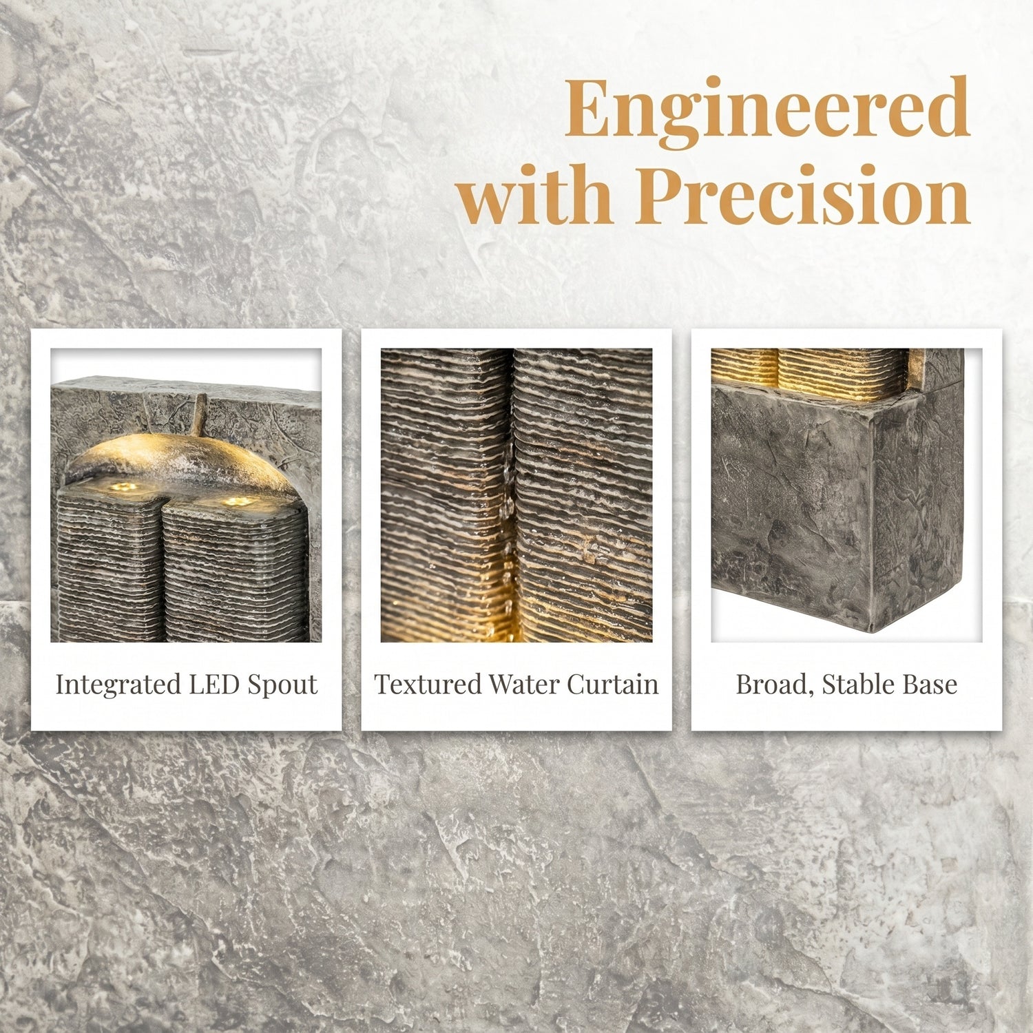 construction and material details of split slate column fountain