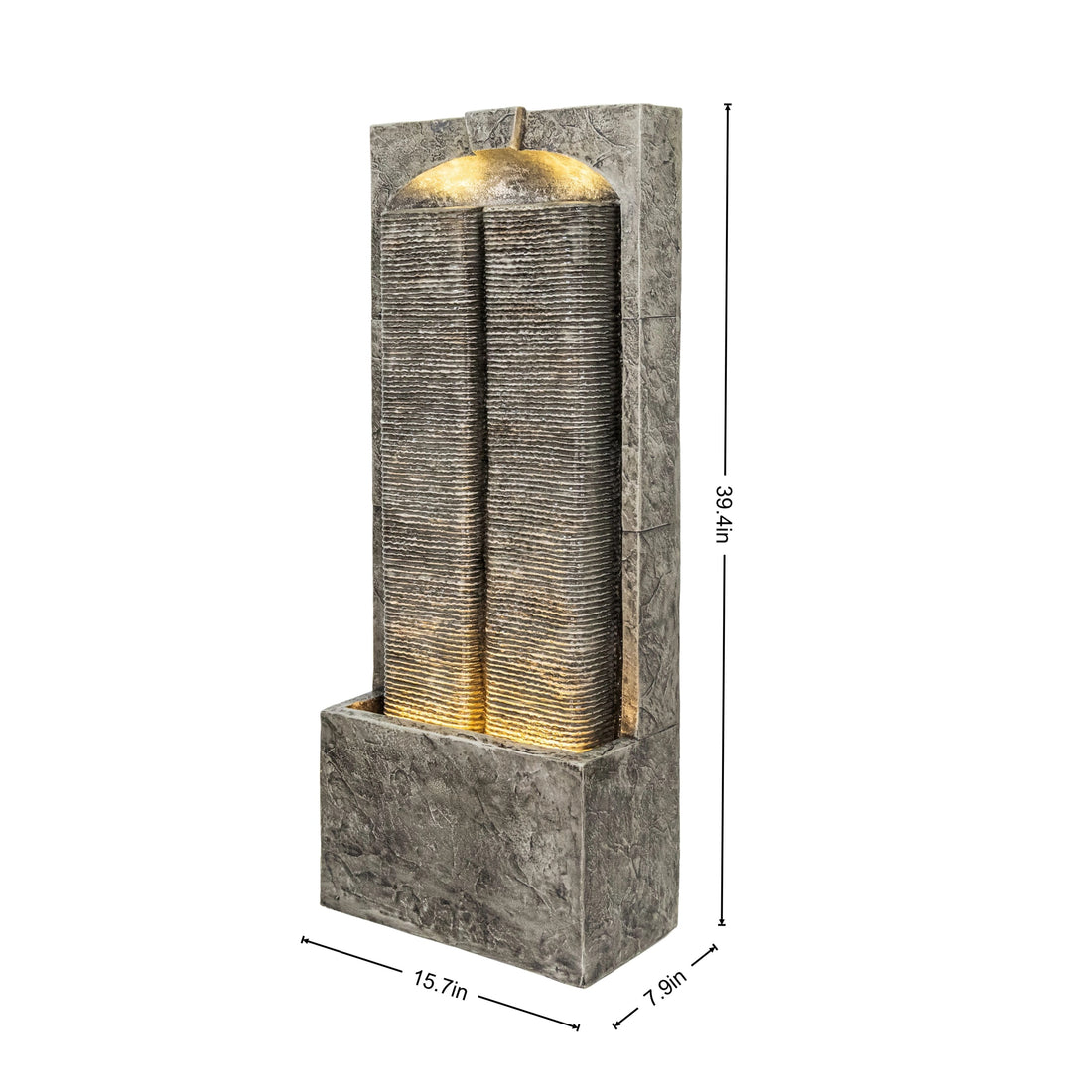 Resin Slate Outdoor Water Wall Fountain with LED Lights dimensions and size