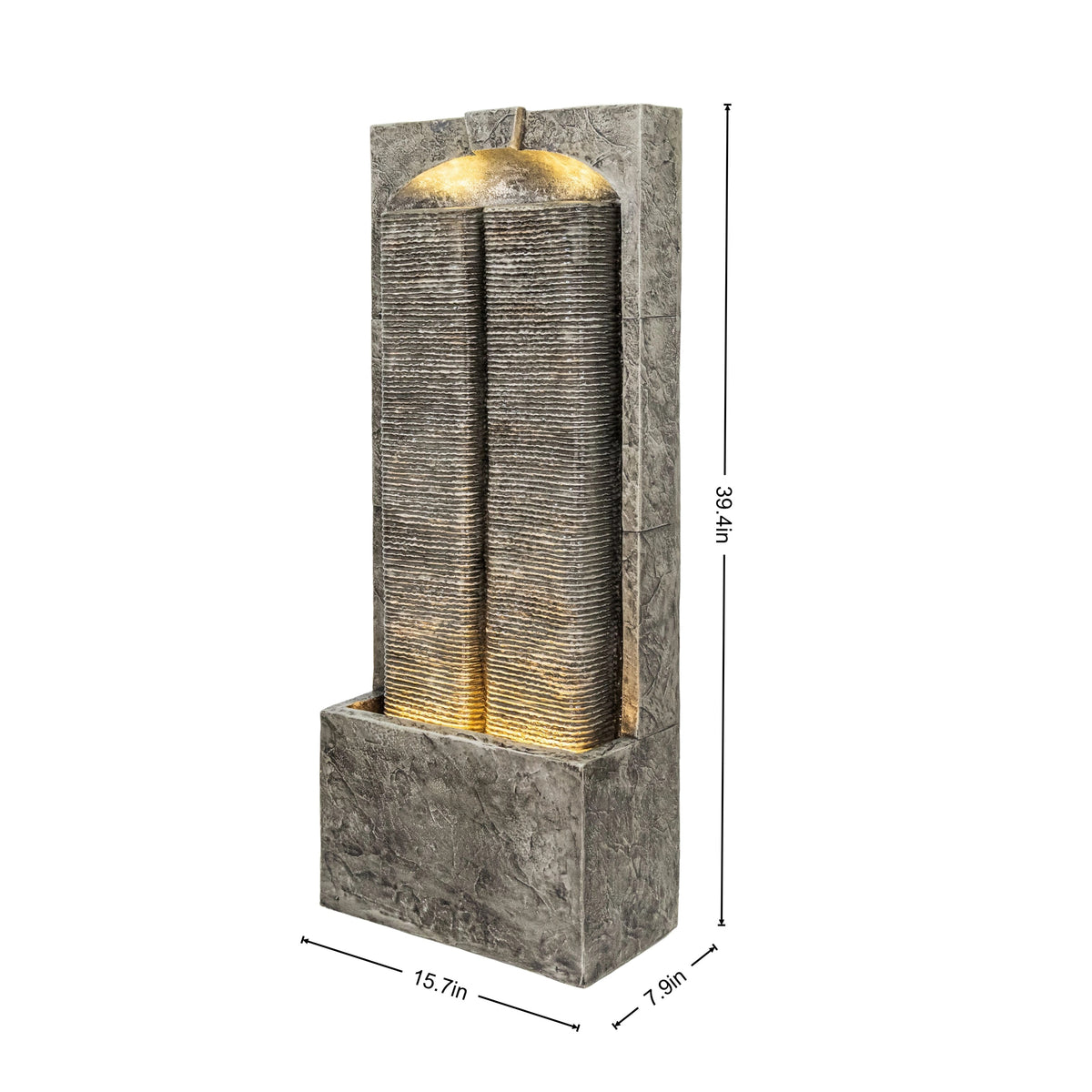Resin Slate Outdoor Water Wall Fountain with LED Lights dimensions and size