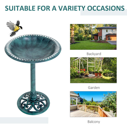 green verdigris bird bath suitable for garden patio and yard occasions