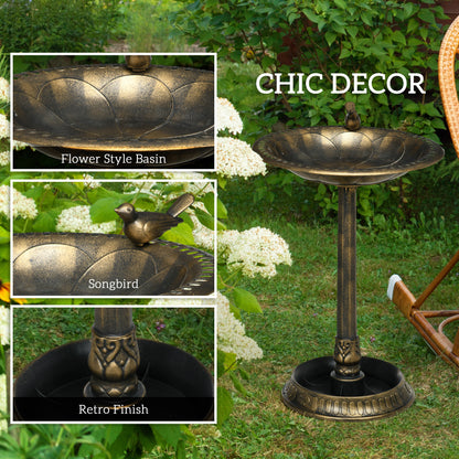 vintage bronze verdigris bird bath as a garden centerpiece decoration