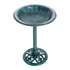 wide shell shaped basin top view of fleur-de-lis verdigris bird bath