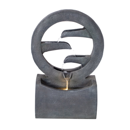 zen ring cascade fountain front view with three tier interior cascade