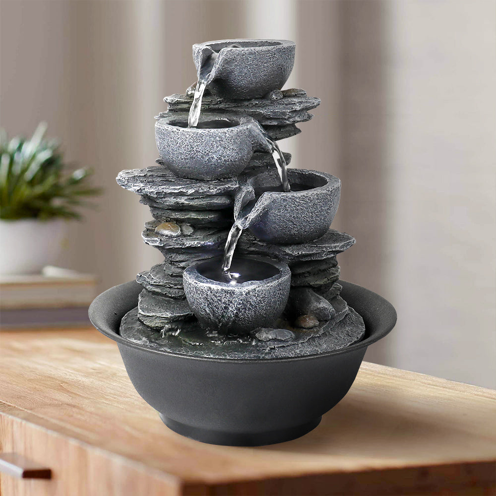 10.6" cascading bowl fountain creating a relaxing vibe on a home office desk