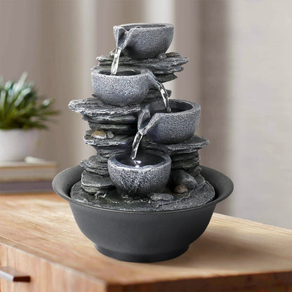 10.6" cascading bowl fountain creating a relaxing vibe on a home office desk