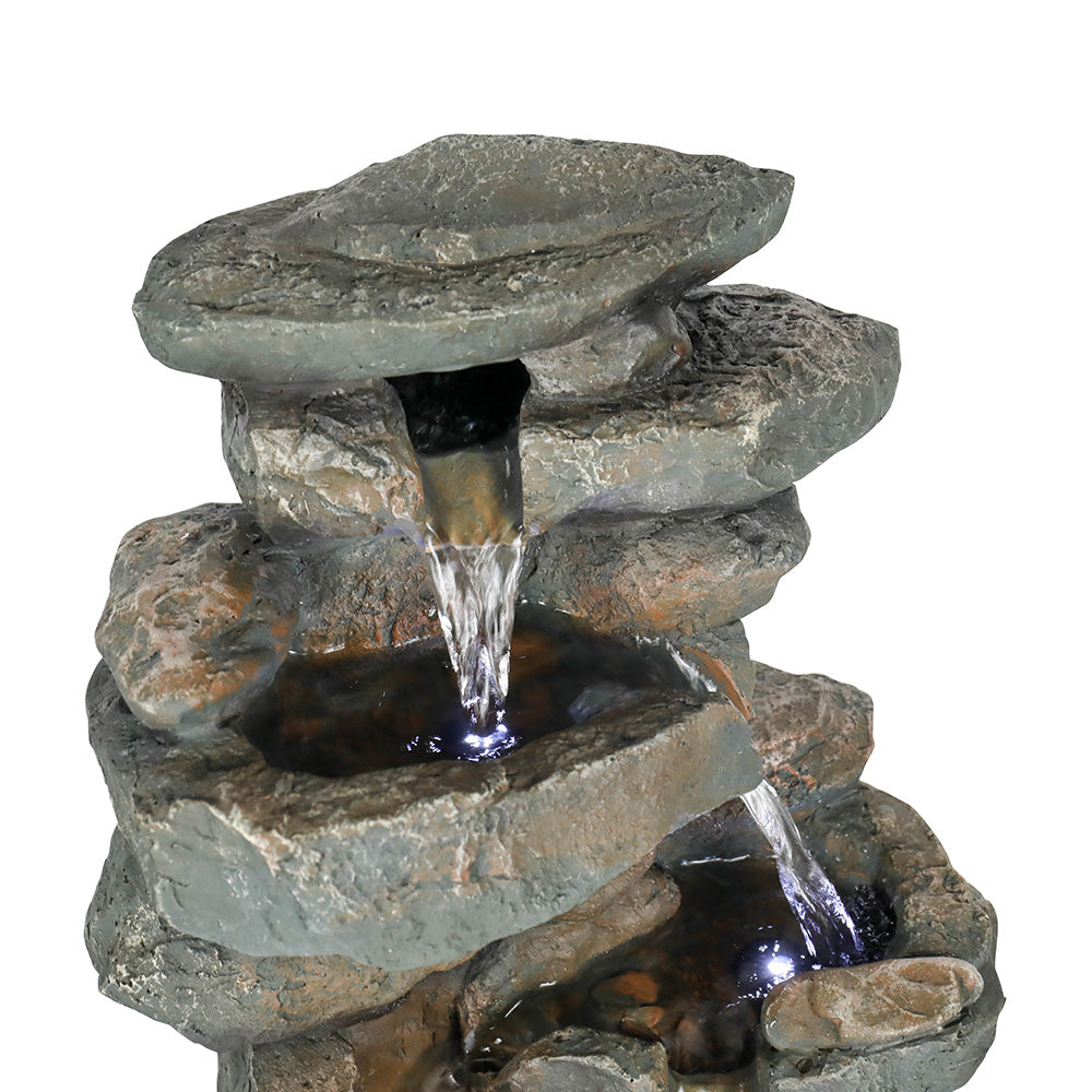 Resin Stacked Rock Indoor Tabletop Fountain with LED Lights-16&quot;H