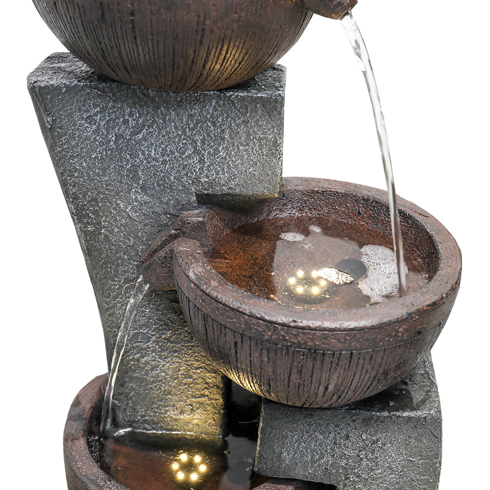 43.7&quot;H-5-Tier Outdoor Water Fountain with LED Lights