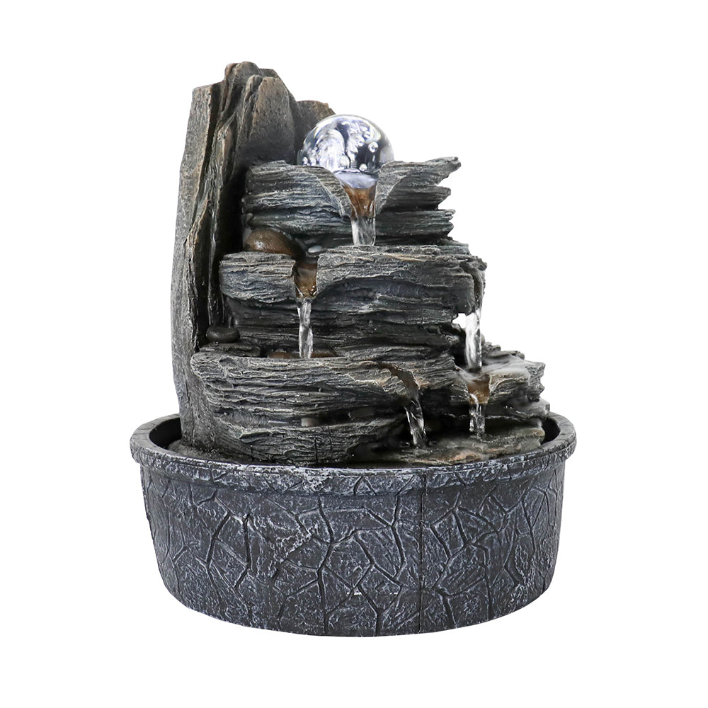 Resin Rock Indoor Tabletop Fountain with Glass Ball-9.8&quot;H