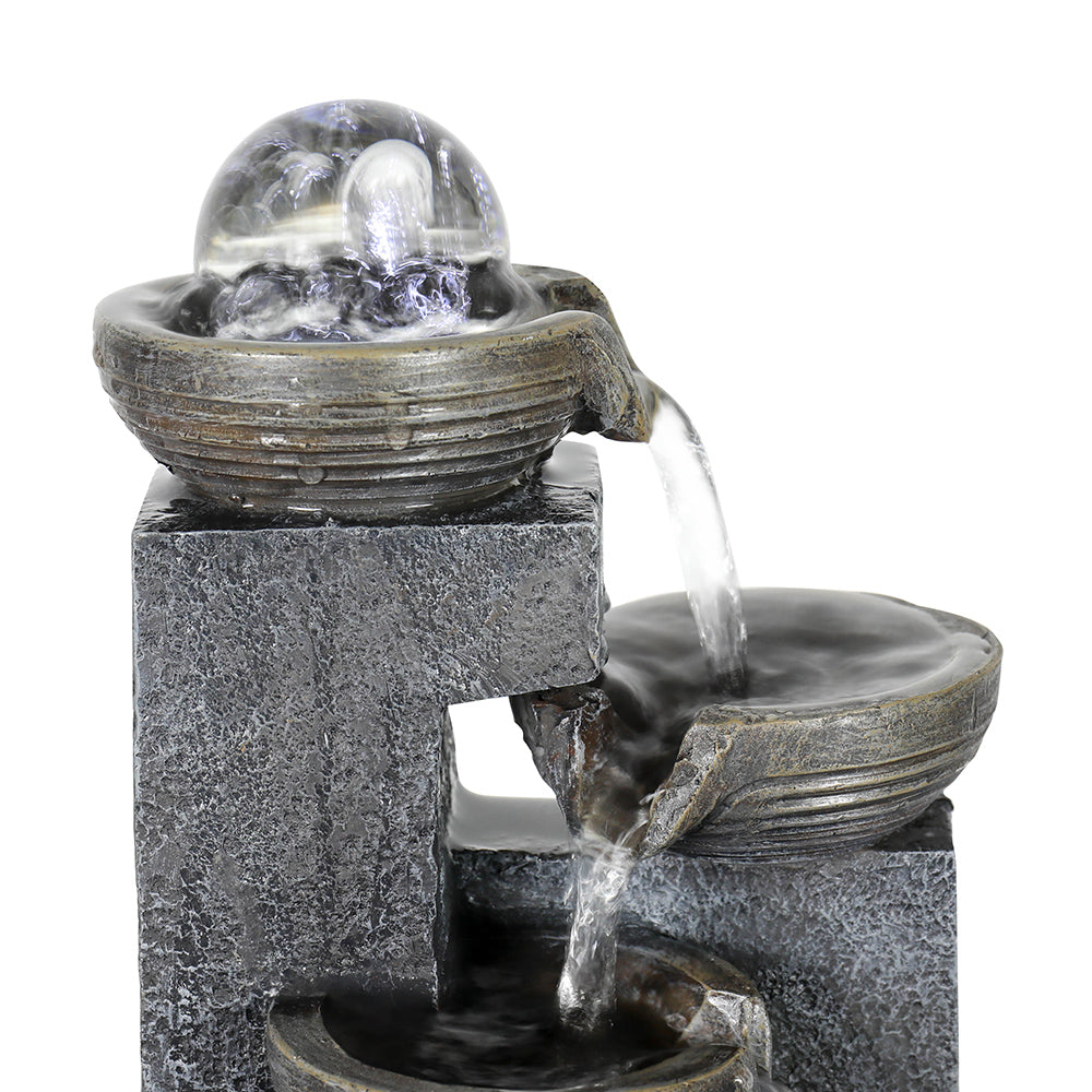 Resin Zen Indoor Tabletop Fountain with Glass Ball-11.8&quot;H