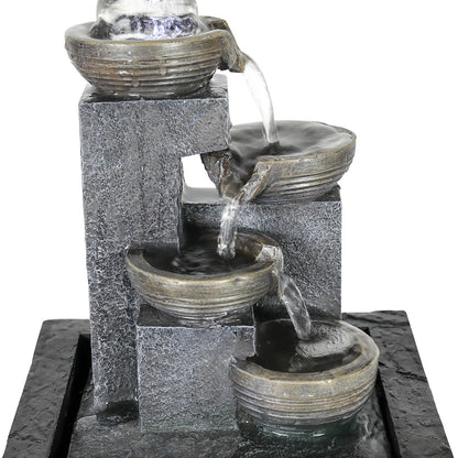 Resin Zen Indoor Tabletop Fountain with Glass Ball-11.8&quot;H